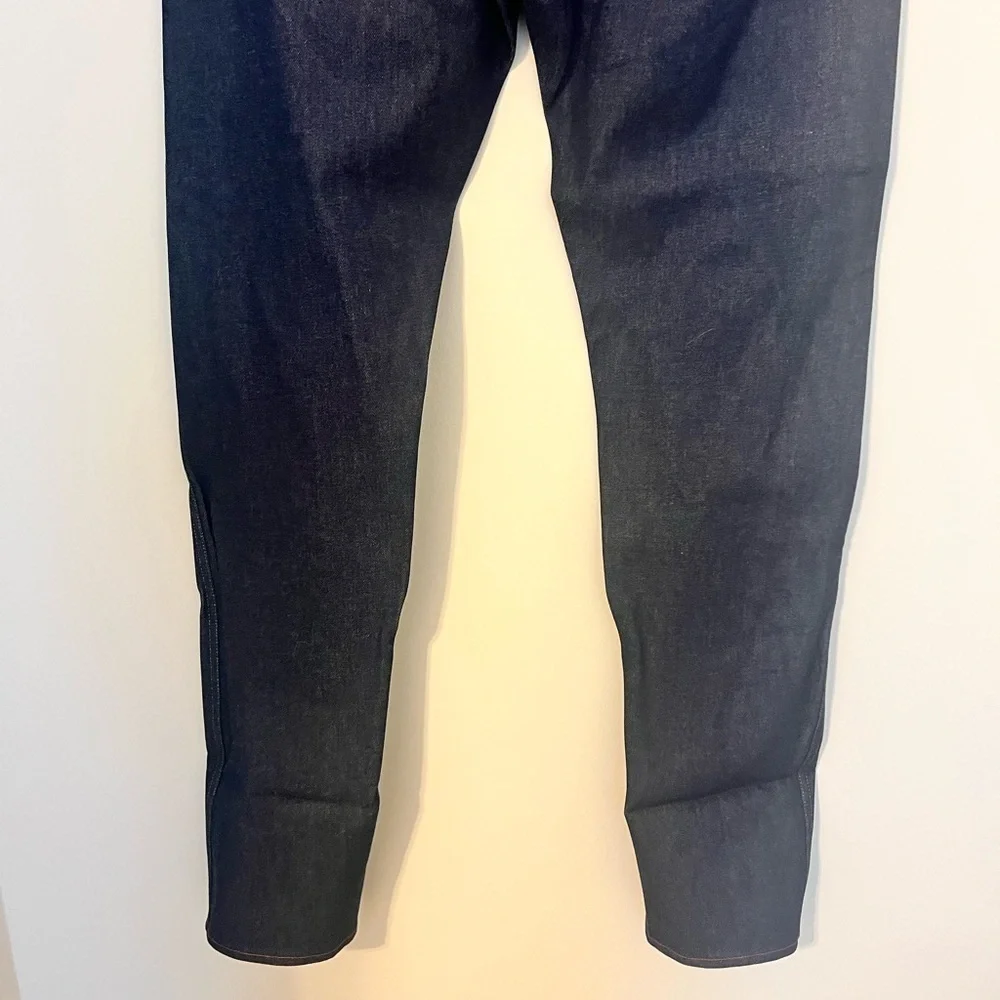 Trinidad3 - Men’s Dark Wash Jeans with Red Accents Straight Leg Waist 38
